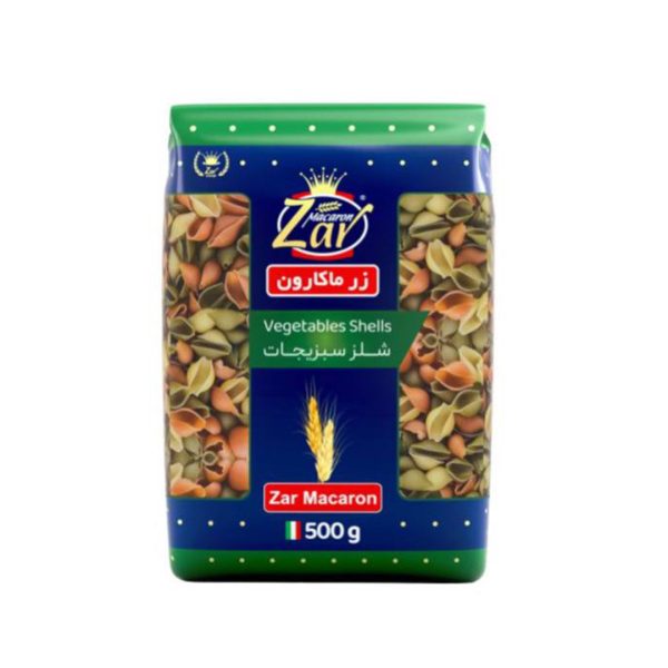 ماکارونی شلز سبزیجات 500 گرمی زر ماکارون