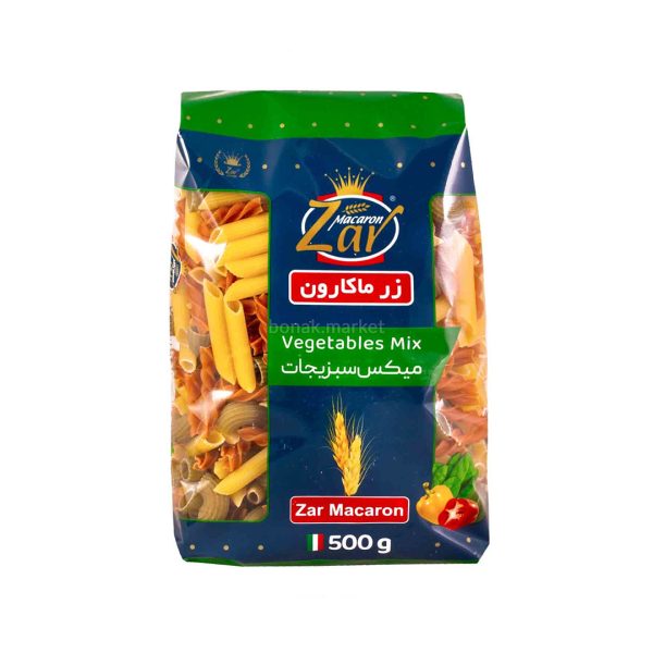 ماکارونی میکس سبزیجات 500 گرمی زر ماکارون