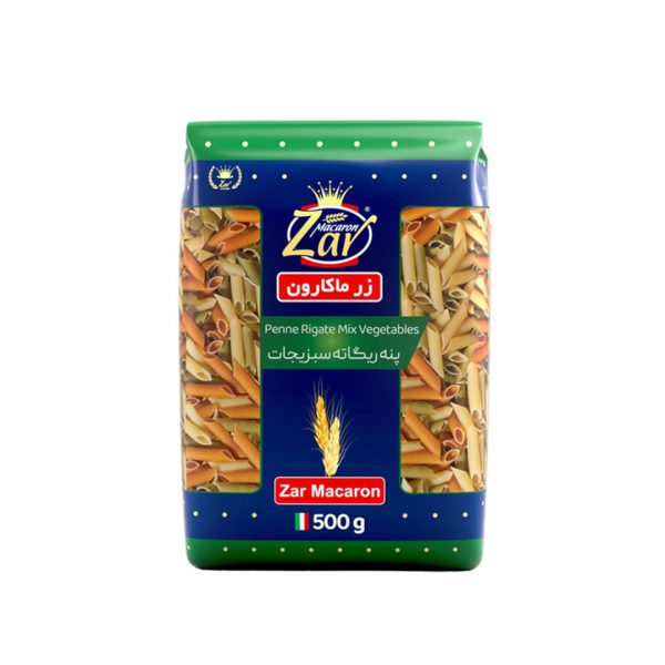 ماکارونی پنه ریگاته سبزیجات 500 گرمی زر ماکارون